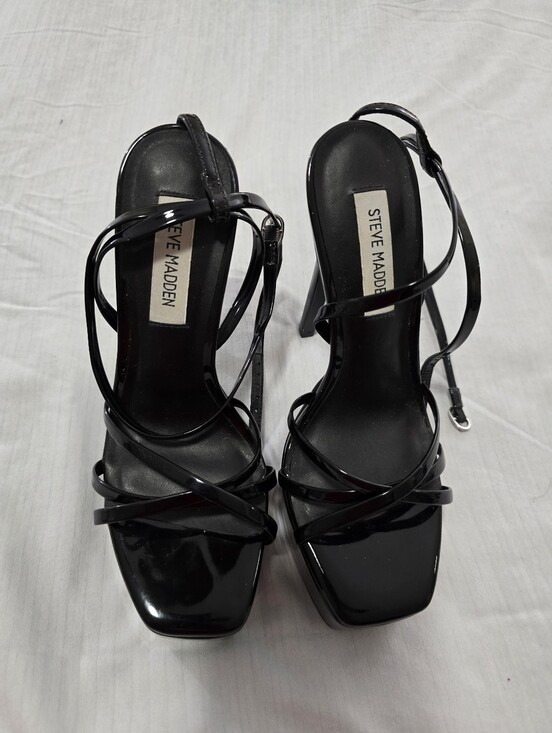 Steve Madden Shoes - Steve Madden Black Patent Strappy Heeled Sandals